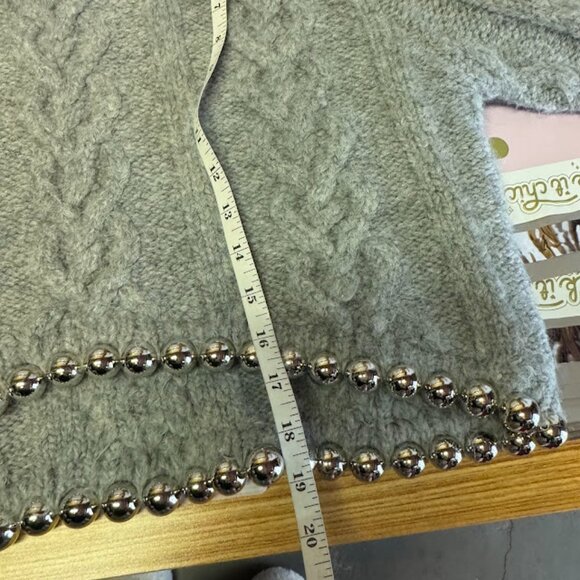 Zara Silver Bead Embellished Cable Knit Sweater - Small - Picture 13 of 13